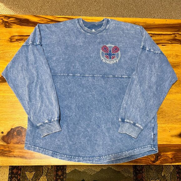 Disney EPCOT Norway Spirit Jersey Blue Acid Wash Long Sleeve Shirt Adult Medium - Picture 4 of 9